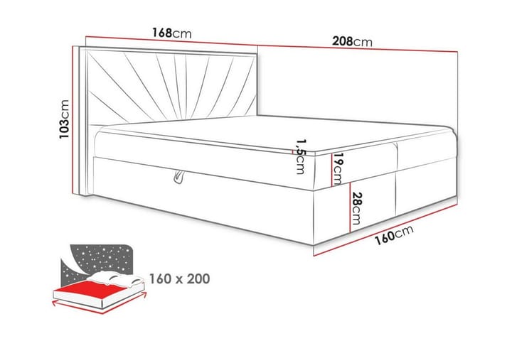Sängynrunko Oberting 160x200 cm - Beige/Puu - Sänkykehikot & sängynrungot