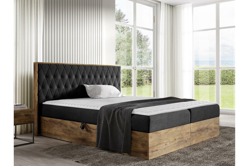 Sängynrunko Oberting 160x200 cm - Musta/Puu - Huonekalut - Sänky - Sänkykehikot & sängynrungot
