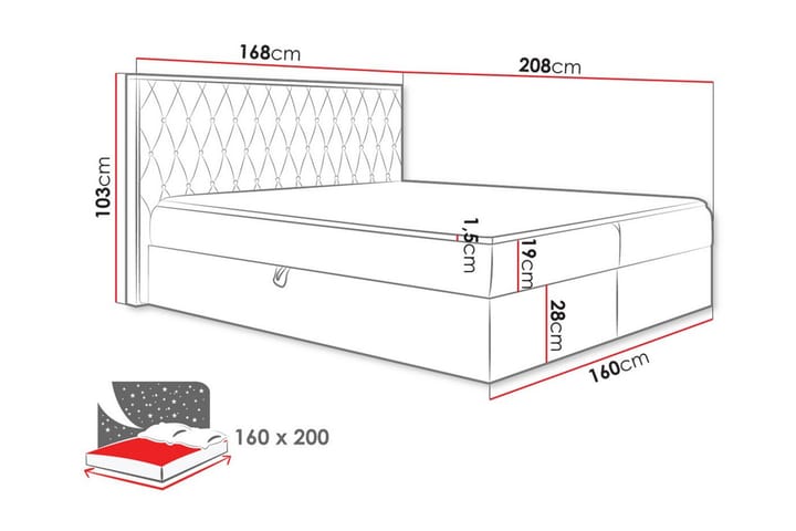 Sängynrunko Oberting 160x200 cm - Musta/Puu - Sänkykehikot & sängynrungot