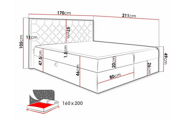 Sängynrunko Oberting 160x200 cm - Vaaleanpunainen/Beige - Sänkykehikot & sängynrungot