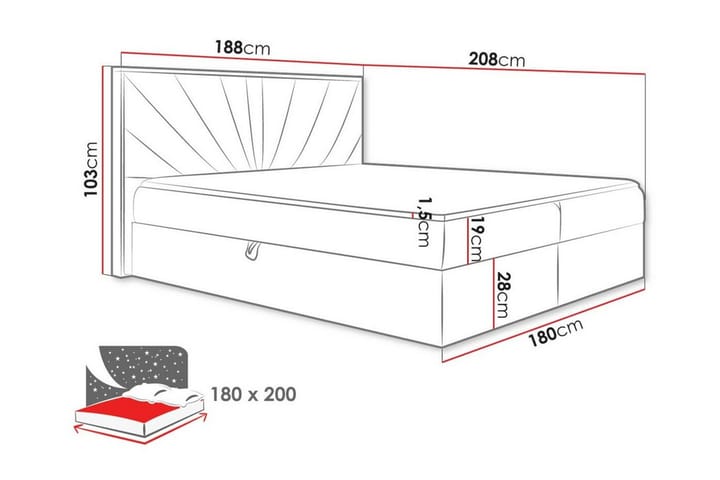 Sängynrunko Oberting 180x200 cm - Beige/Puu - Sänkykehikot & sängynrungot