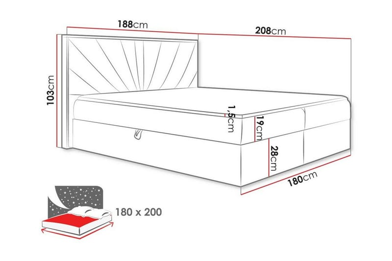 Sängynrunko Oberting 180x200 cm - Huonekalut - Sänky - Sänkykehikot & sängynrungot