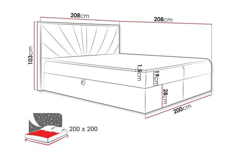 Sängynrunko Oberting 200x200 cm - Harmaa/puu - Huonekalut - Sänky - Sänkykehikot & sängynrungot