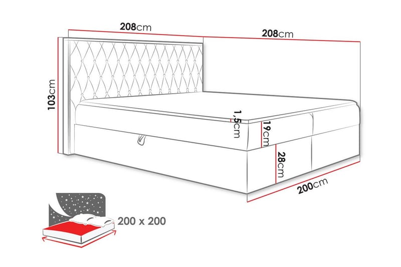 Sängynrunko Oberting 200x200 cm - Ruskea/Puu - Huonekalut - Sänky - Sänkykehikot & sängynrungot