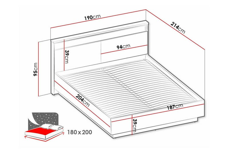 Sängynrunko Rathmore 180x200 cm - Musta - Huonekalut - Sänky - Sänkykehikot & sängynrungot