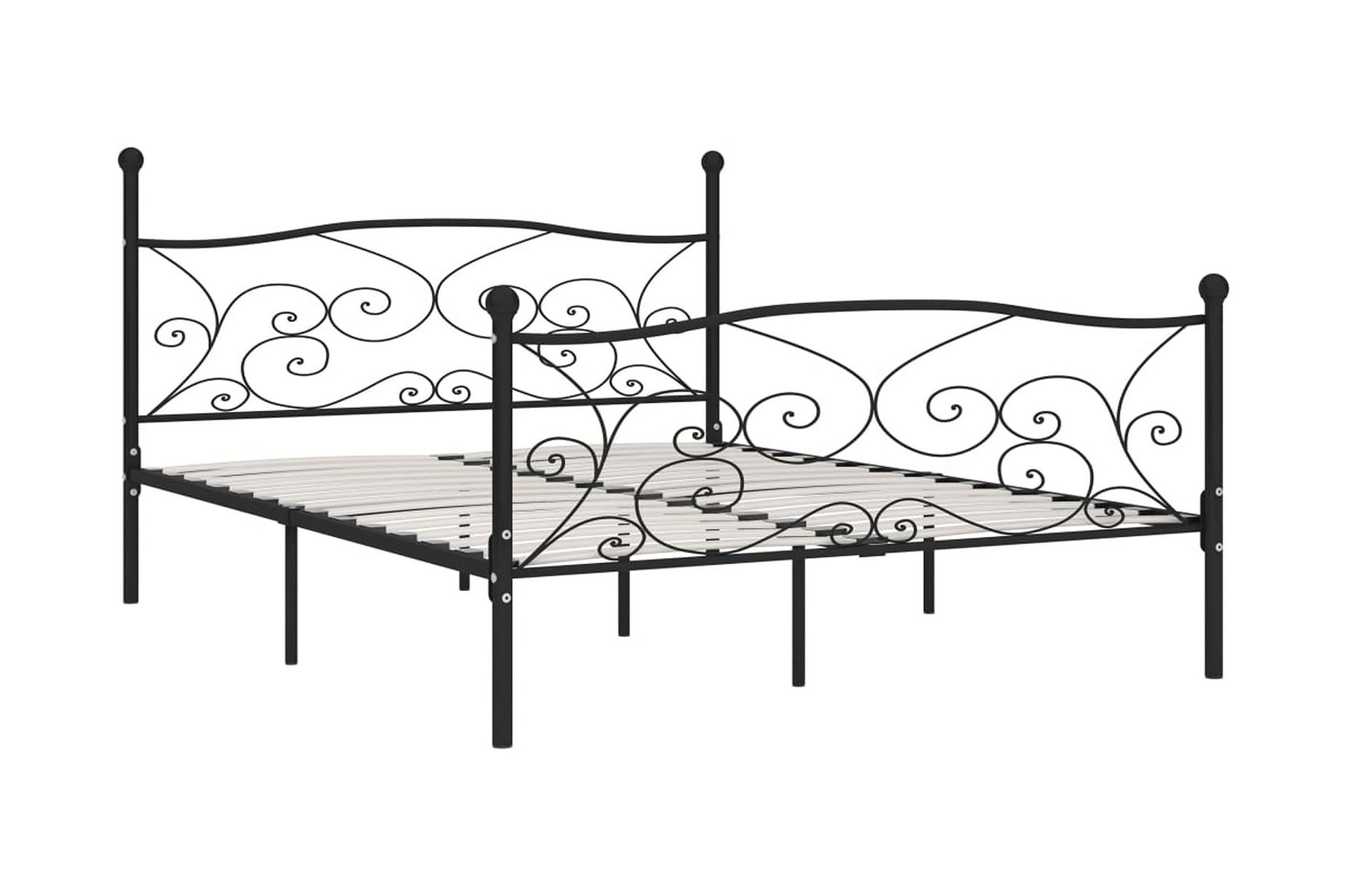 Sängynrunko sälepohjalla musta metalli 200x200 cm - Musta - Huonekalut - Sänky - Sänkykehikot & sängynrungot