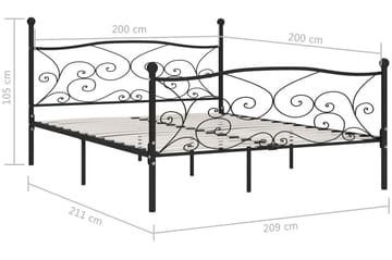 Sängynrunko sälepohjalla musta metalli 200x200 cm - Musta - Huonekalut - Sänky - Sänkykehikot & sängynrungot
