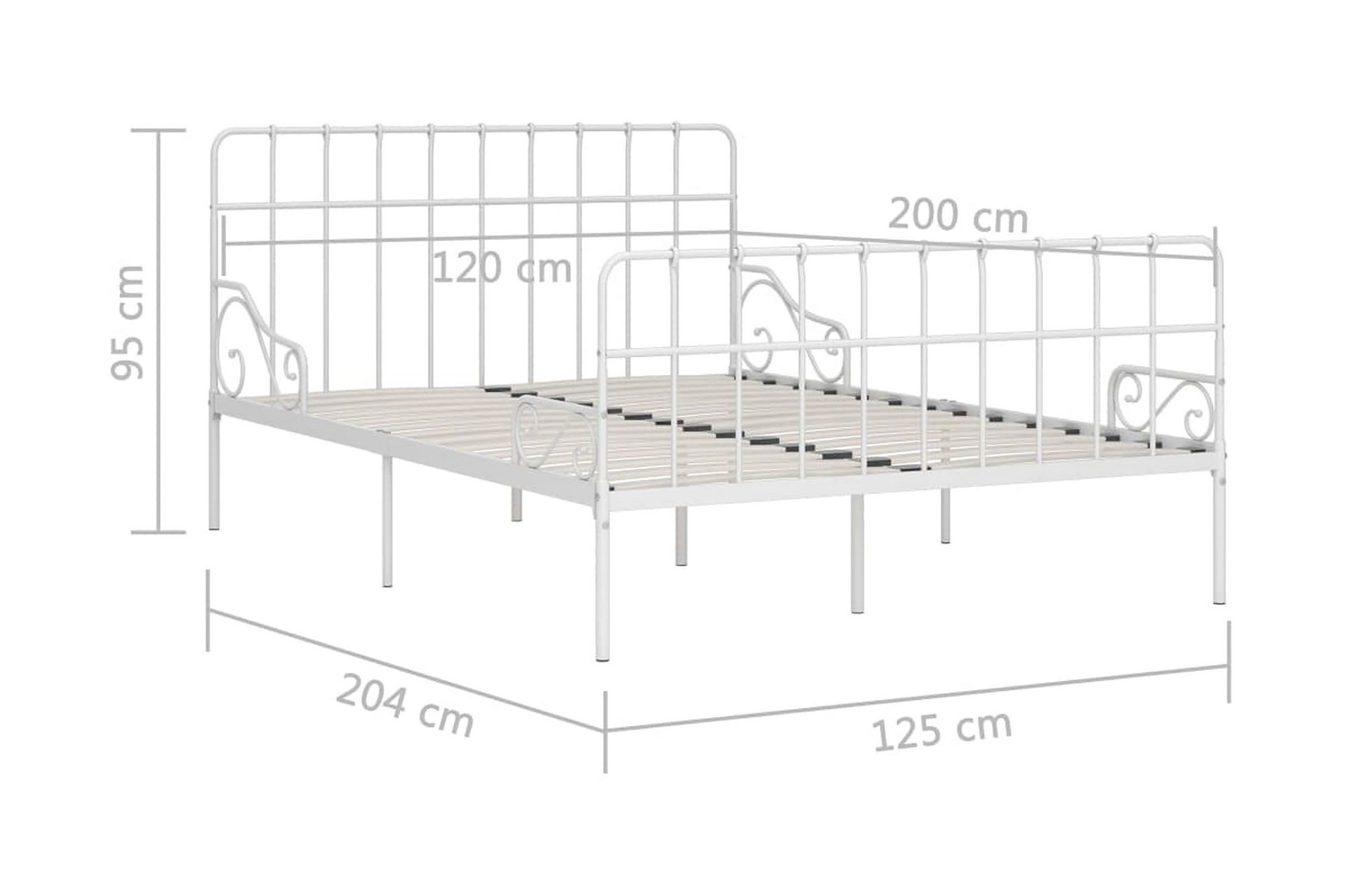 Sängynrunko sälepohjalla valkoinen metalli 120x200 cm - Valkoinen - Huonekalut - Sänky - Sänkykehikot & sängynrungot