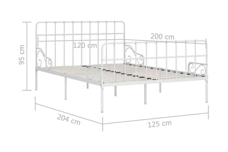 Sängynrunko sälepohjalla valkoinen metalli 120x200 cm - Valkoinen - Huonekalut - Sänky - Sänkykehikot & sängynrungot