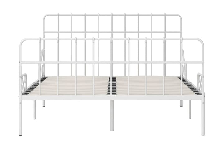 Sängynrunko sälepohjalla valkoinen metalli 140x200 cm - Valkoinen - Sänkykehikot & sängynrungot