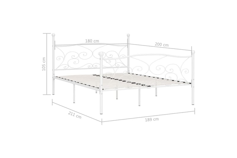 Sängynrunko sälepohjalla valkoinen metalli 180x200 cm - Valkoinen - Huonekalut - Sänky - Sänkykehikot & sängynrungot