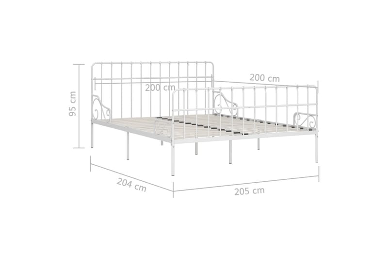 Sängynrunko sälepohjalla valkoinen metalli 200x200 cm - Valkoinen - Huonekalut - Sänky - Sänkykehikot & sängynrungot
