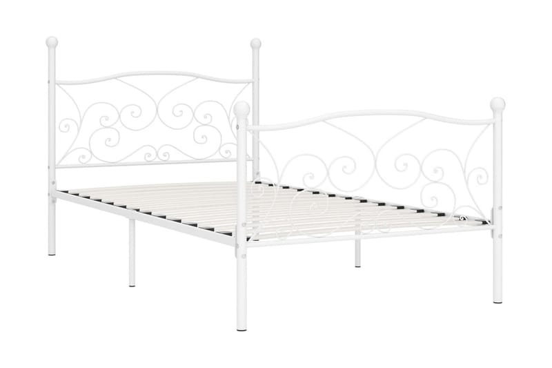 Sängynrunko sälepohjalla valkoinen metalli 90x200 cm - Valkoinen - Huonekalut - Sänky - Sänkykehikot & sängynrungot