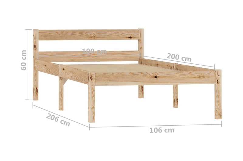 Sängynrunko täysi mänty 100x200 cm - Ruskea - Huonekalut - Sänky - Sänkykehikot & sängynrungot