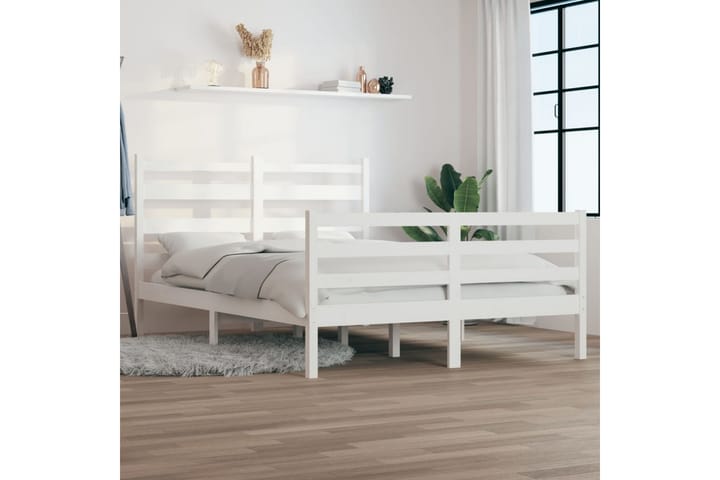 Sängynrunko täysi mänty 120x200 cm valkoinen - Valkoinen - Sänkykehikot & sängynrungot