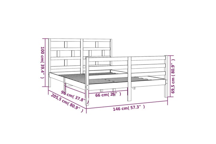 Sängynrunko täysi mänty 140x200 cm - Ruskea - Sänkykehikot & sängynrungot