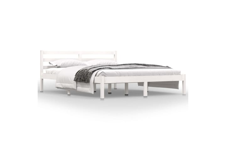 Sängynrunko täysi mänty 150x200 cm valkoinen 5FT King Size - Valkoinen - Sänkykehikot & sängynrungot