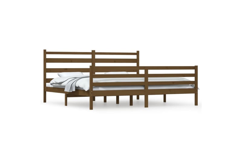 Sängynrunko täysi mänty 200x200 cm hunajanruskea - Ruskea - Huonekalut - Sänky - Sänkykehikot & sängynrungot