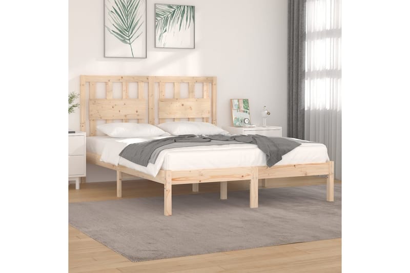 Sängynrunko täysi mänty 200x200 cm - Ruskea - Huonekalut - Sänky - Sänkykehikot & sängynrungot