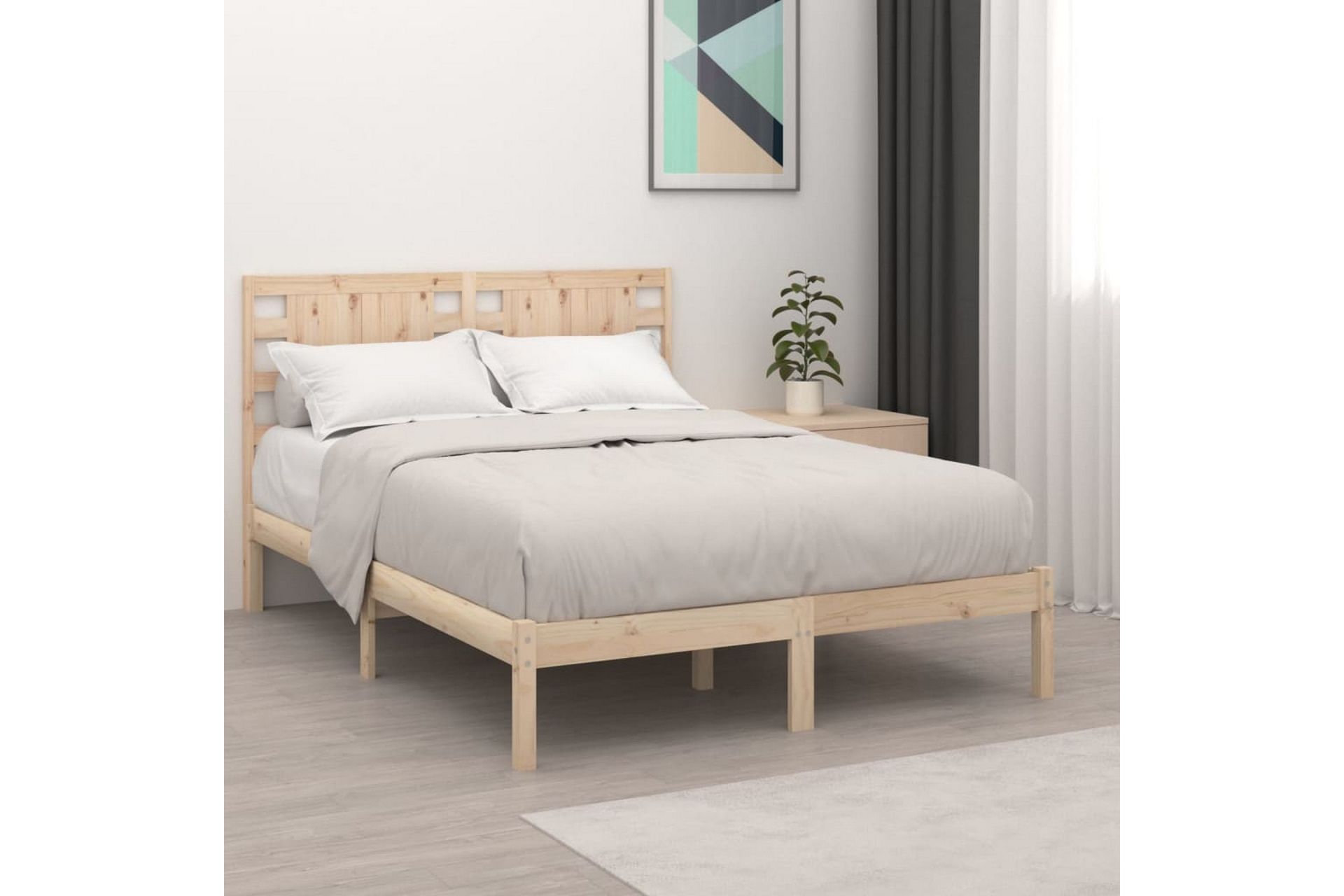Sängynrunko täysi mänty 200x200 cm - Ruskea - Huonekalut - Sänky - Sänkykehikot & sängynrungot