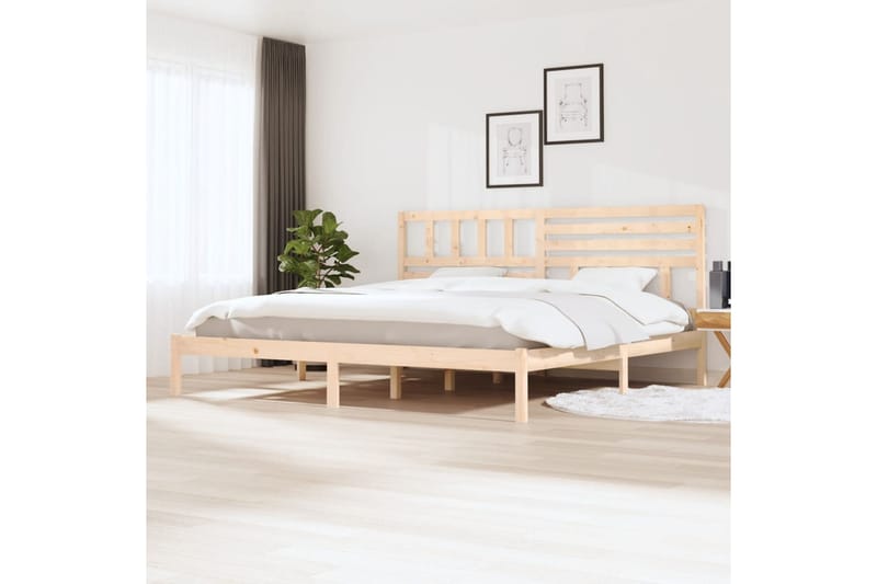 Sängynrunko täysi mänty 200x200 cm - Ruskea - Huonekalut - Sänky - Sänkykehikot & sängynrungot