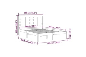 Sängynrunko täysi mänty 200x200 cm - Ruskea - Huonekalut - Sänky - Sänkykehikot & sängynrungot