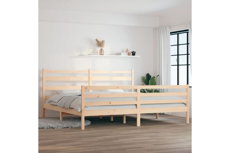 Sängynrunko täysi mänty 200x200 cm - Ruskea - Huonekalut - Sänky - Sänkykehikot & sängynrungot