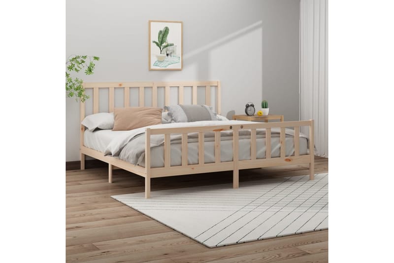 Sängynrunko täysi mänty 200x200 cm - Ruskea - Huonekalut - Sänky - Sänkykehikot & sängynrungot