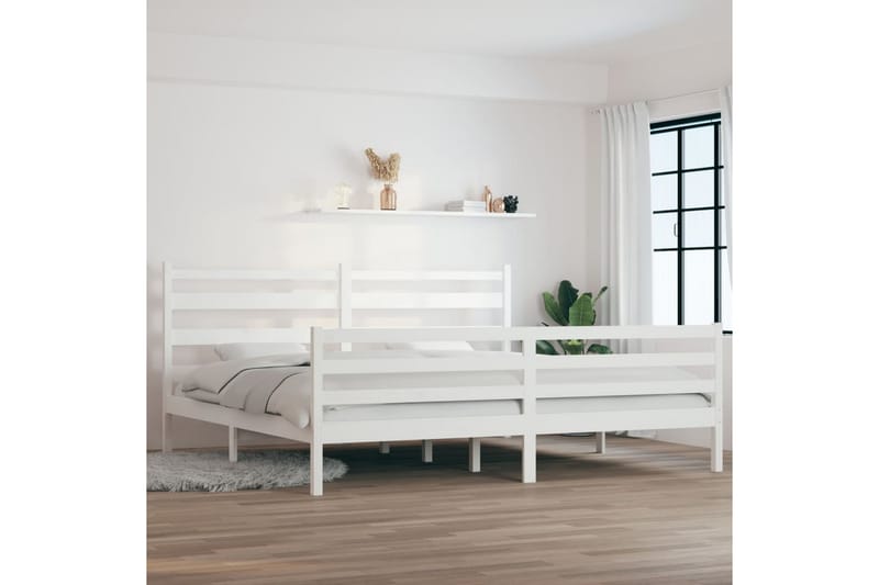 Sängynrunko täysi mänty 200x200 cm valkoinen - Valkoinen - Huonekalut - Sänky - Sänkykehikot & sängynrungot