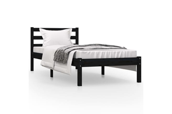 Sängynrunko täysi mänty 75x190 cm musta 2FT6 Small Single - Musta - Sänkykehikot & sängynrungot