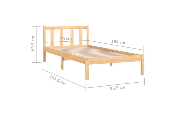 Sängynrunko täysi mänty 90x190 cm UK Single - Sänkykehikot & sängynrungot