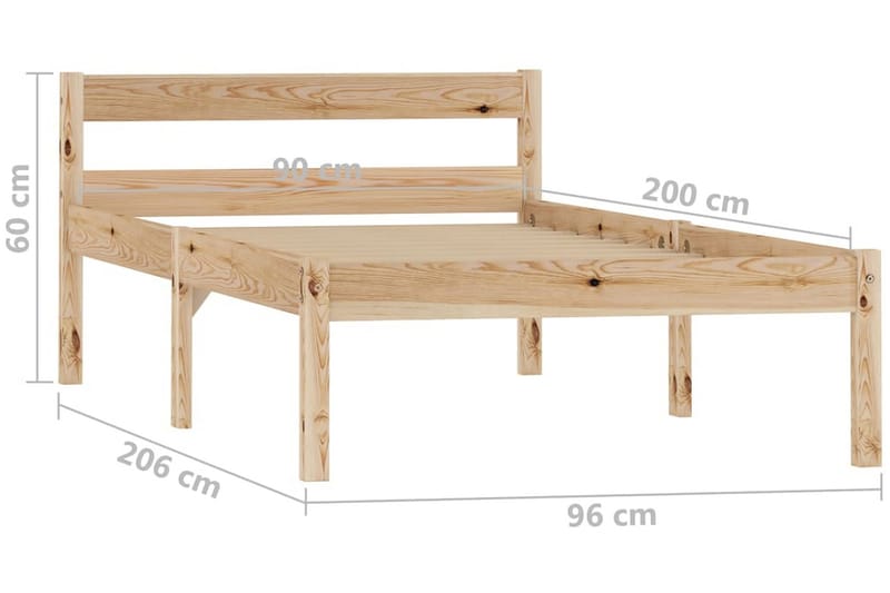 Sängynrunko täysi mänty 90x200 cm - Ruskea - Huonekalut - Sänky - Sänkykehikot & sängynrungot