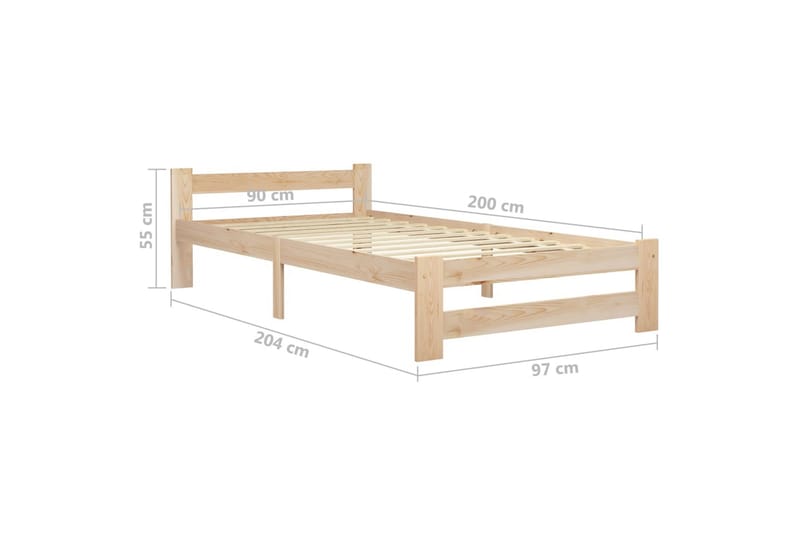 Sängynrunko täysi mänty 90x200 cm - Ruskea - Huonekalut - Sänky - Sänkykehikot & sängynrungot
