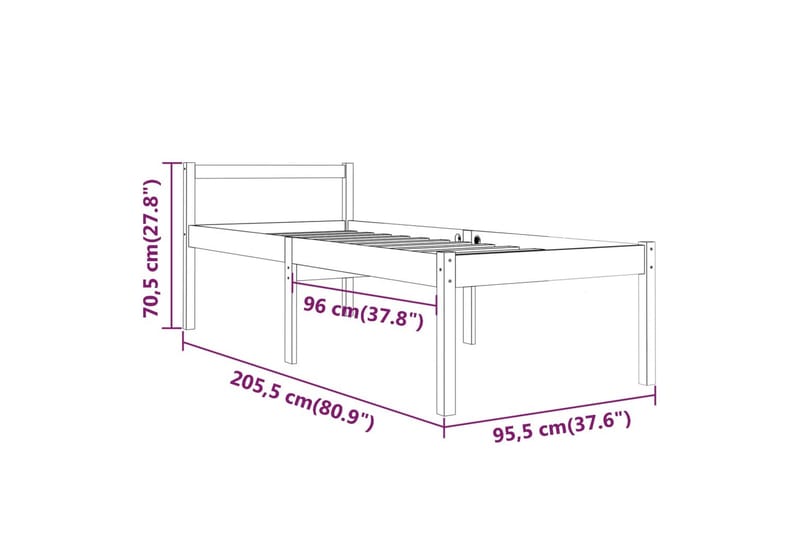 Sängynrunko täysi mänty 90x200 cm - Ruskea - Huonekalut - Sänky - Sänkykehikot & sängynrungot