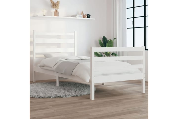 Sängynrunko täysi mänty 90x200 cm valkoinen - Valkoinen - Sänkykehikot & sängynrungot