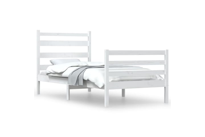 Sängynrunko täysi mänty 90x200 cm valkoinen - Valkoinen - Sänkykehikot & sängynrungot
