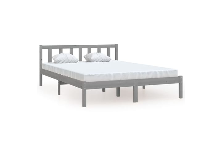 Sängynrunko täysi mänty harmaa 135x190 cm UK Double - Sänkykehikot & sängynrungot