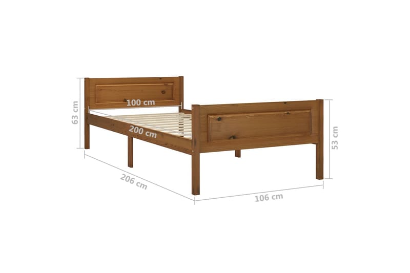 Sängynrunko täysi mänty hunajanruskea 100x200 cm - Huonekalut - Sänky - Sänkykehikot & sängynrungot