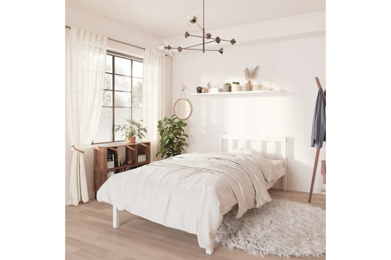 Sängynrunko täysi mänty valkoinen 90x200 cm - Huonekalut - Sänky - Sänkykehikot & sängynrungot