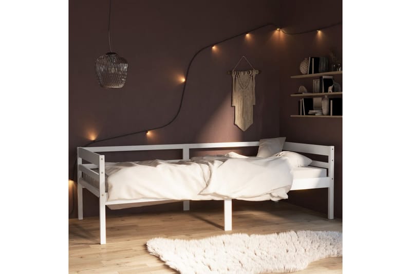 Sängynrunko täysi mänty valkoinen 90x200 cm - Huonekalut - Sänky - Sänkykehikot & sängynrungot