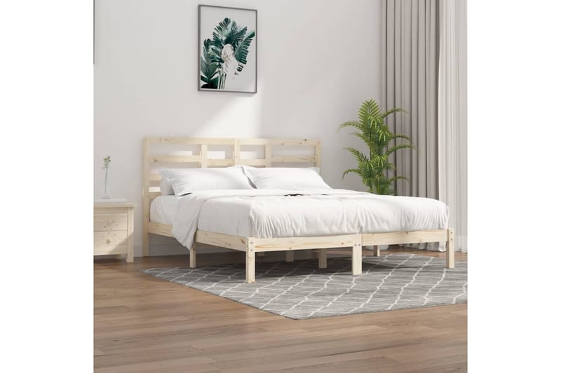 Sängynrunko täysi puu 200x200 cm - Ruskea - Huonekalut - Sänky - Sänkykehikot & sängynrungot