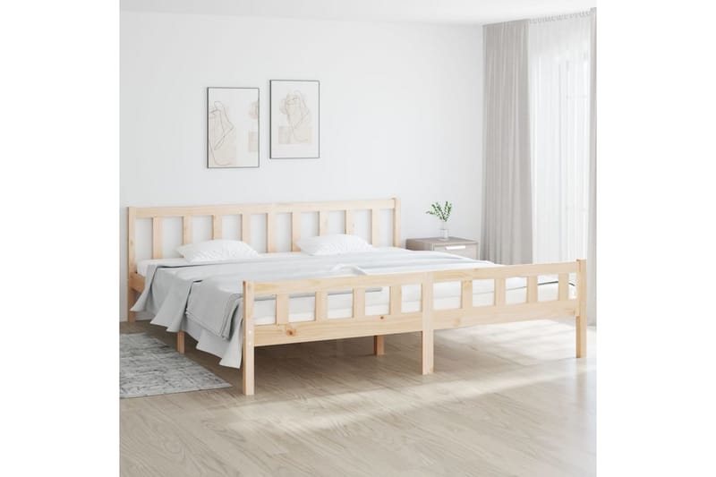 Sängynrunko täysi puu 160x200 cm - Ruskea - Huonekalut - Sänky - Sänkykehikot & sängynrungot