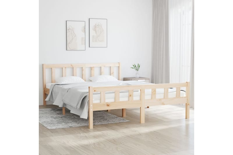 Sängynrunko täysi puu 150x200 cm 5FT King Size - Ruskea - Huonekalut - Sänky - Sänkykehikot & sängynrungot