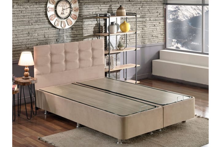 Sängynrunko Tizapan sängynpäädyllä 150x200 cm - Vaaleanruskea - Sänkykehikot & sängynrungot