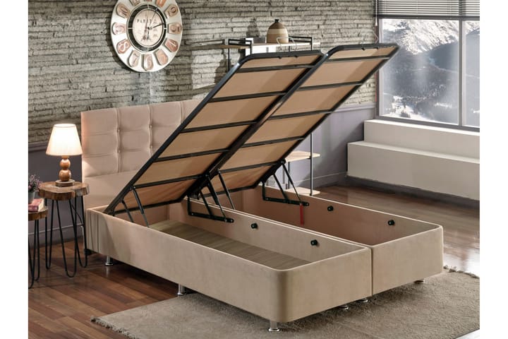 Sängynrunko Tizapan sängynpäädyllä 150x200 cm - Vaaleanruskea - Sänkykehikot & sängynrungot