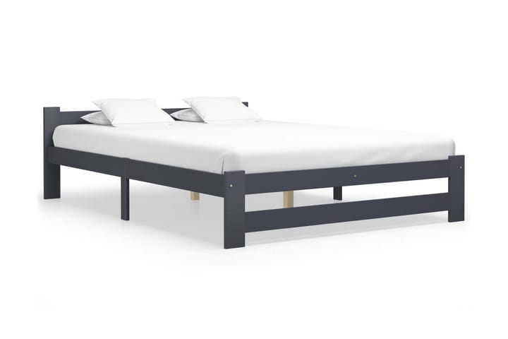 Sängynrunko tummanharmaa täysi mänty 160x200 cm - Harmaa - Sänkykehikot & sängynrungot