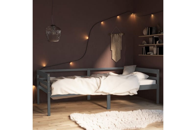 Sängynrunko tummanharmaa täysi mänty 90x200 cm - Huonekalut - Sänky - Sänkykehikot & sängynrungot