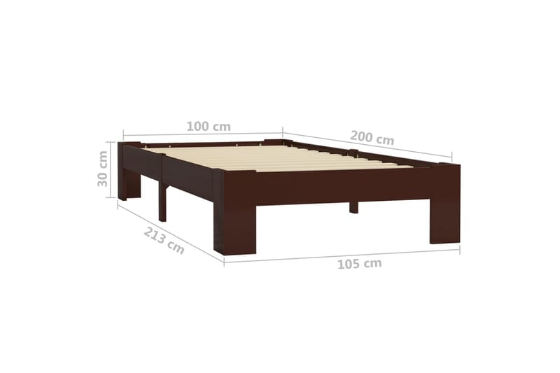 Sängynrunko tummanruskea mänty 100x200 cm - Ruskea - Huonekalut - Sänky - Sänkykehikot & sängynrungot