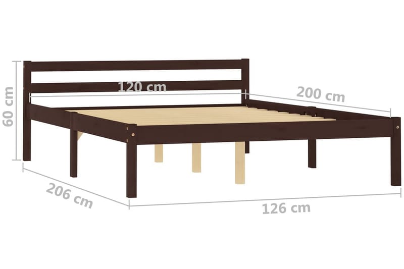 Sängynrunko tummanruskea täysi mänty 120x200 cm - Ruskea - Huonekalut - Sänky - Sänkykehikot & sängynrungot