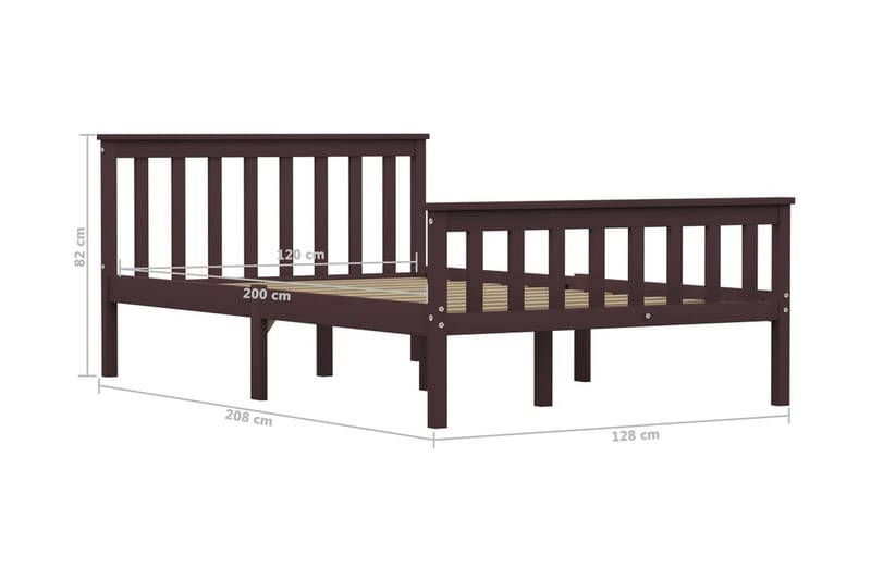 Sängynrunko tummanruskea täysi mänty 120x200 cm - Ruskea - Huonekalut - Sänky - Sänkykehikot & sängynrungot